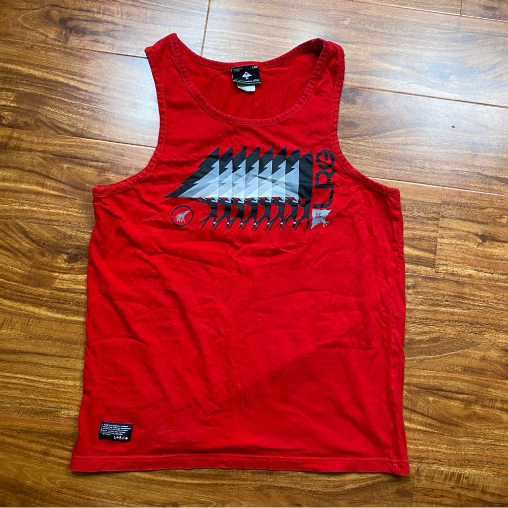 3/$25 LRG Men's Red Logo Crew Cotton Mix Tank Top Size Small Skater Casual Beach